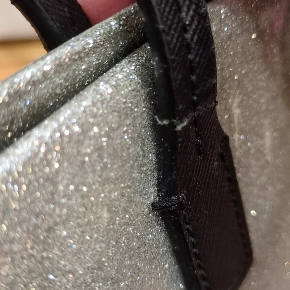 Kate Spade GUC Mavis Silver Taden Street Tote Shimmer Glitter Bag Purse CALLOUTS - Picture 8 of 16